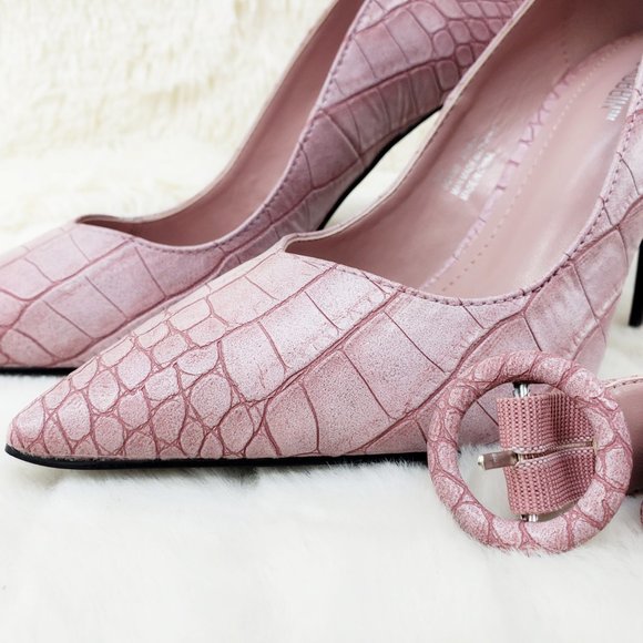 Lilac Snake Removable ankle strap Pumps High Heels - Picture 2 of 14